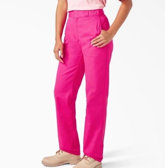 Hot Pink Dickies 874 Original Fit Canvas Work Pants Cancer Awareness 2 - Picture 1 of 7